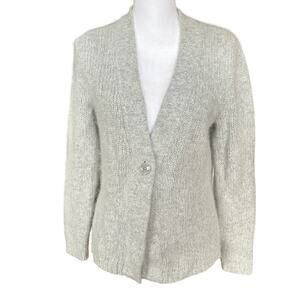 Sarah Spencer  sz L Cardigan Angora Wool‎ Blend One Button Soft Cozy